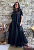 Tasha Damask T Shirt Maxi Dress Black